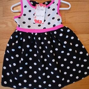 Polka Dot Dress with Pink Trim